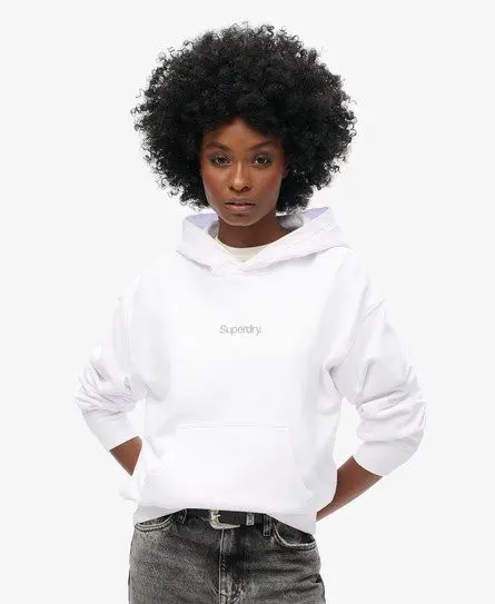 Superdry Women's Core Logo City Loose Hoodie White / Brilliant White -