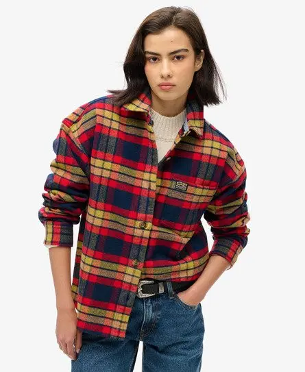 Superdry Women's Check Flannel Overshirt Red / Navy/Red Check -