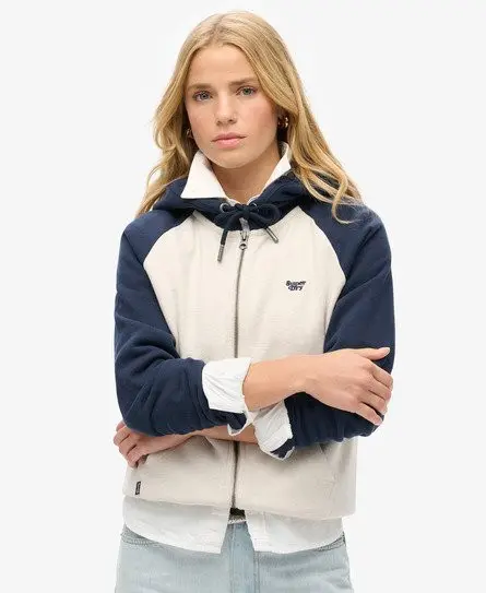 Superdry Women's Essential Baseball Zip Hoodie Navy / Rich Navy/Light Oat Marl -