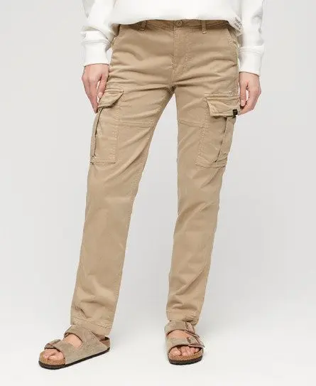 Superdry Women's Mid Rise Slim Cargo Pants Brown / Stonewash Taupe Brown -