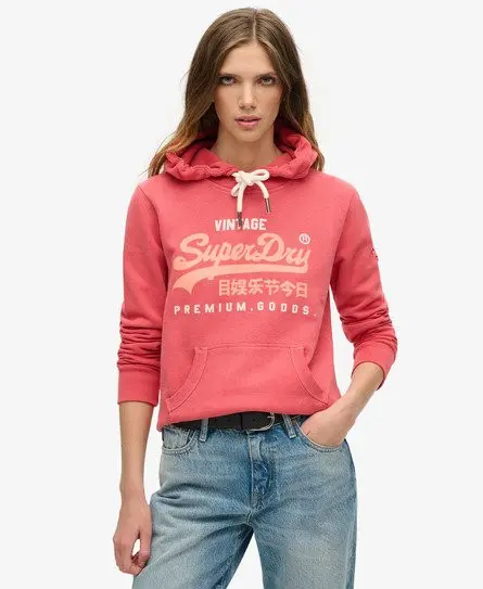 Superdry Women's Puff Print Graphic Hoodie Red / Soda Pop Red Marl -