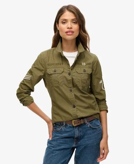 Superdry Women's Military Shirt Green / Burnt Olive -