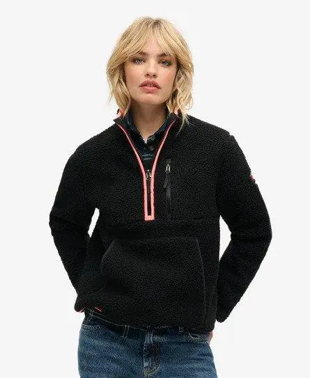 Superdry Women's Outdoor Half Zip Fleece Black / Contrast Black -