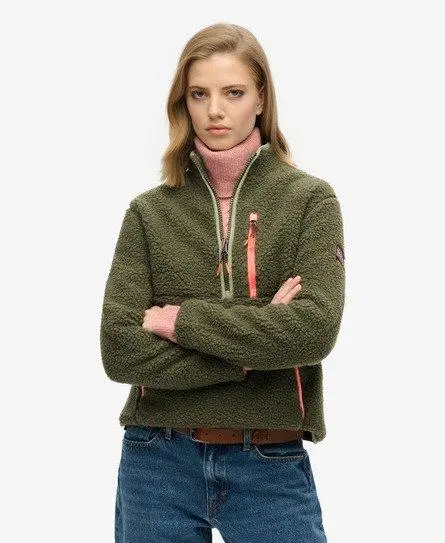 Superdry Women's Outdoor Half Zip Fleece Green / Dusty Olive Green -