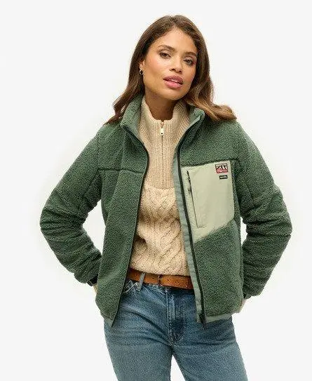 Superdry Women's Non Hooded Borg Jacket Green / Laurel Khaki -