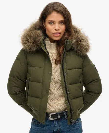 Superdry Women's Everest Hooded Bomber Jacket Khaki / Army Khaki -