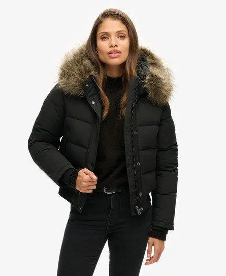 Superdry Women's Everest Hooded Bomber Jacket Black - 