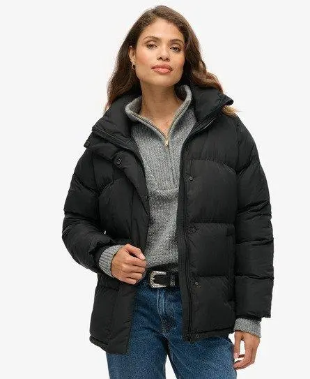 Superdry Women's Mid Length Puffer Jacket Black -