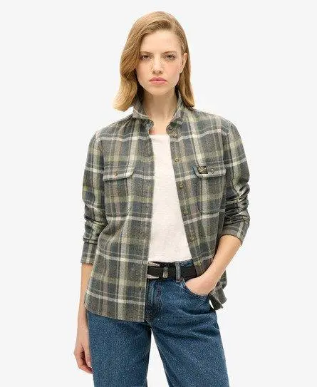 Superdry Women's Lumberjack Check Flannel Shirt Grey / Khaki/Grey Check -