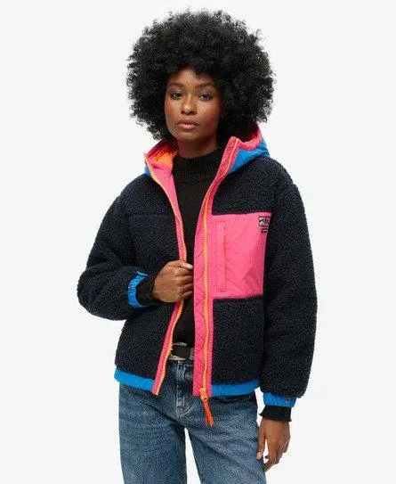 Superdry Women's Vintage Hooded Sherpa Jacket Navy / Eclipse Navy -