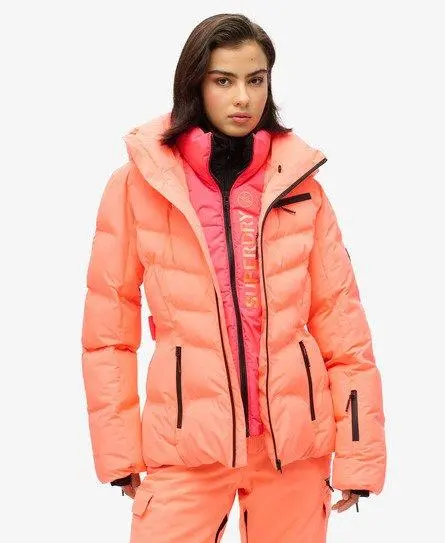 Superdry Women's Sport Ski Luxe Puffer Jacket Cream / Pastelline Coral -