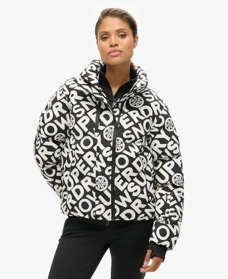 Superdry Women's Sport Ski Boxy Puffer Jacket Black / Superdry Monogram Black -