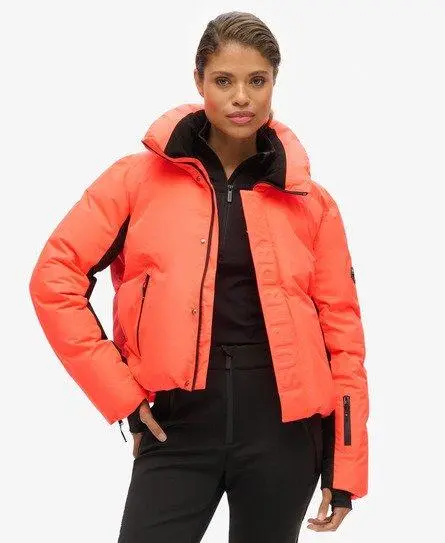 Superdry Women's Sport Ski Slalom Puffer Jacket Cream / Volcanic Coral -