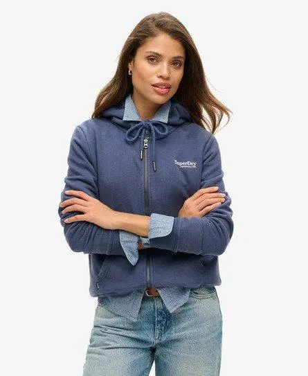 Superdry Women's Essential Logo Zip Hoodie Navy / Mariner Navy -