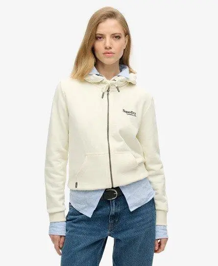 Superdry Women's Essential Logo Zip Hoodie White / Off White -