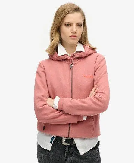 Superdry Women's Essential Logo Zip Hoodie Pink / Ash Rose -