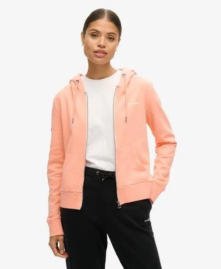 Superdry Women's Plain Zip Hoodie Cream / Peach Amber Pink -