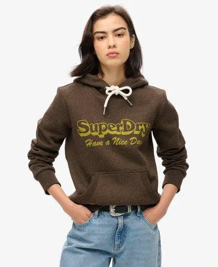 Superdry Women's Archive Graphic Hoodie Brown / Dark Chocolate Brown Marl -