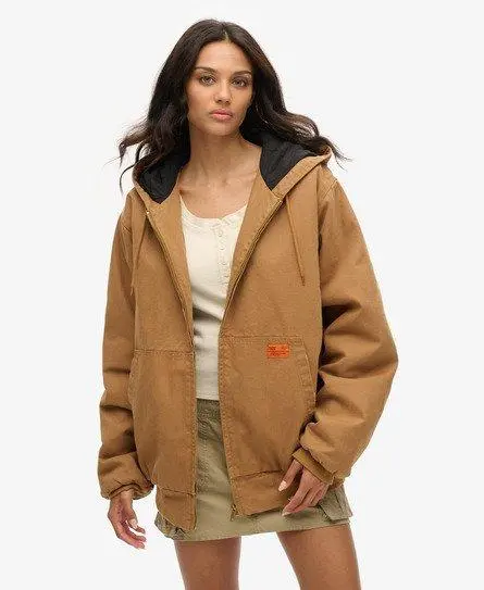 Superdry Women's Oversized Surplus Hooded Bomber Jacket Brown / Denim Co Tobacco Brown -