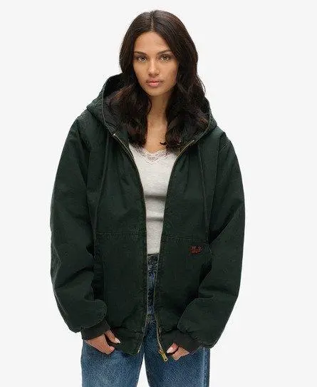 Superdry Women's Oversized Surplus Hooded Bomber Jacket Green / Jet Set Green -