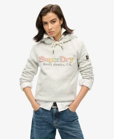 Superdry Women's Classic Rainbow Logo Hoodie, Light Grey,