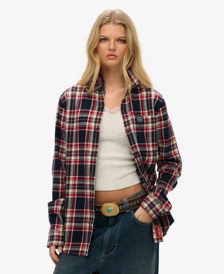 Superdry Women's Oversized Long Sleeve Cotton Lumberjack Shirt Navy / Kansas Check Navy - 