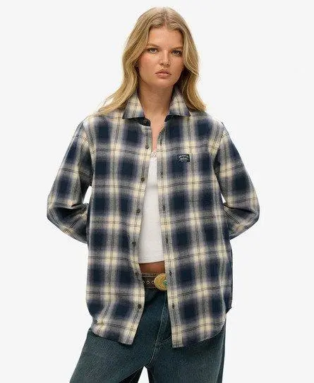 Superdry Women's Oversized Long Sleeve Cotton Lumberjack Shirt Navy / Cedar Check Navy - 