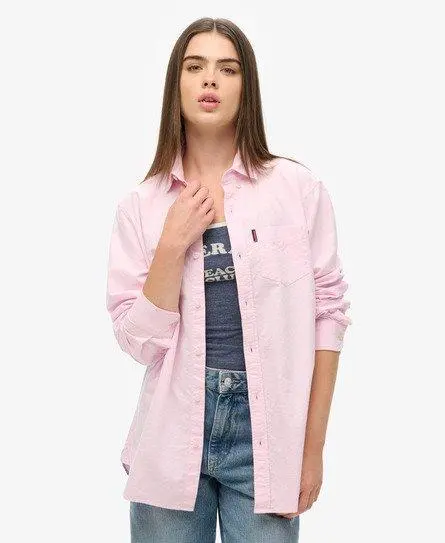 Superdry Women's Long Sleeved Oxford Shirt Pink / City Pink -