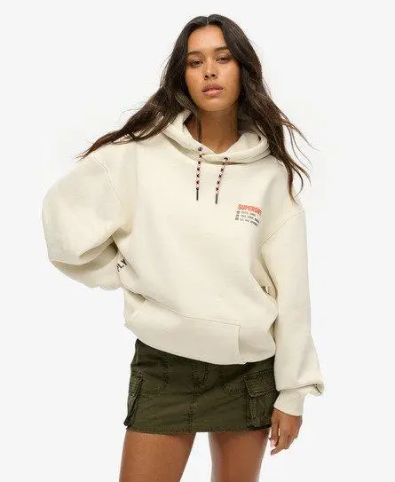 Superdry Women's Oversized Utility Sport Logo Hoodie Cream / Nordic Bone Grey -