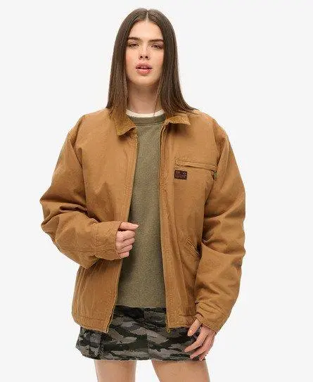 Superdry Women's Oversized Surplus Ranch Jacket Brown / Denim Co Tobacco Brown -