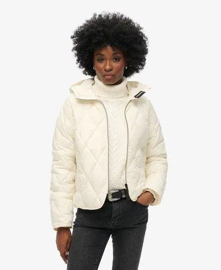 Superdry Women's Hooded Quilted Liner Jacket White / Star White -