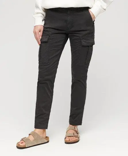 Superdry Women's Mid Rise Slim Cargo Pants Black -