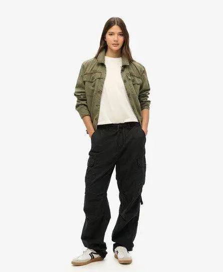 Superdry Women's Low Rise Parachute Cargo Pants Black -