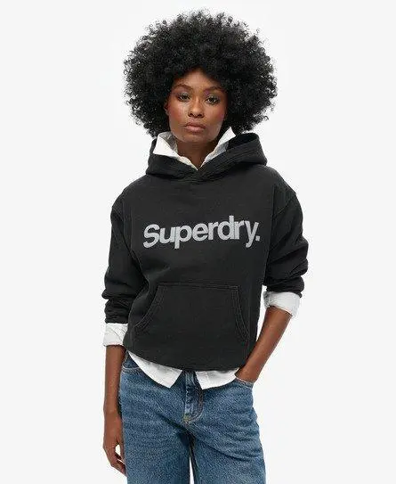 Superdry Women's Core Logo City Loose Hoodie Black -