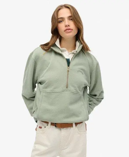 Superdry Women's Essential Logo Oversized Half Zip Sweatshirt Green / Lily Pad Green -