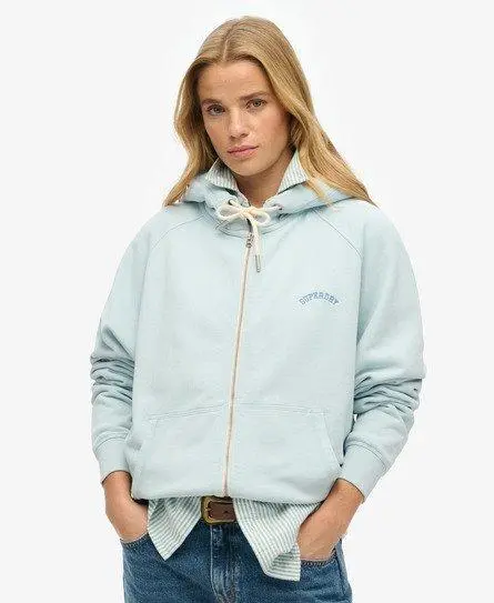 Superdry Women's Essential Logo Oversized Raglan Zip Hoodie Light Blue / Winter Sky Blue -