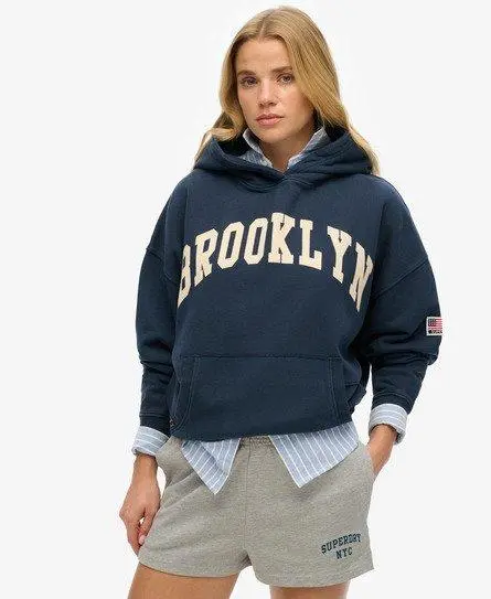 Superdry Women's Athletic Essentials Relaxed Hoodie Navy / Richest Navy -