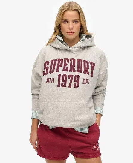 Superdry Women's Athletic Essentials Relaxed Hoodie Light Grey / Glacier Grey Marl -