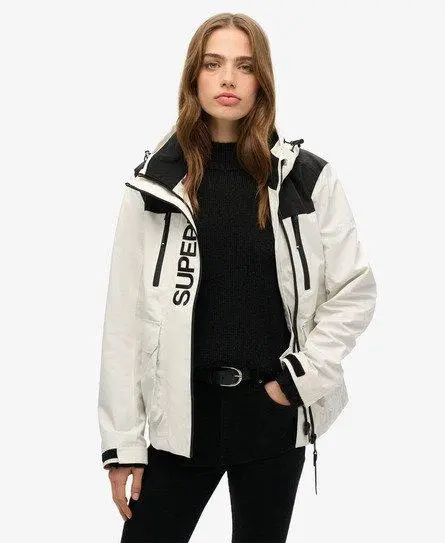 Superdry Women's Colour Block Ultimate Windbreaker Jacket White / Off White/Black -