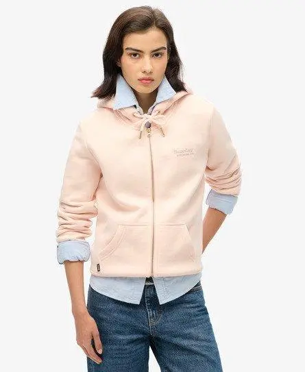 Superdry Women's Essential Logo Zip Hoodie Pink / Pink Clay -