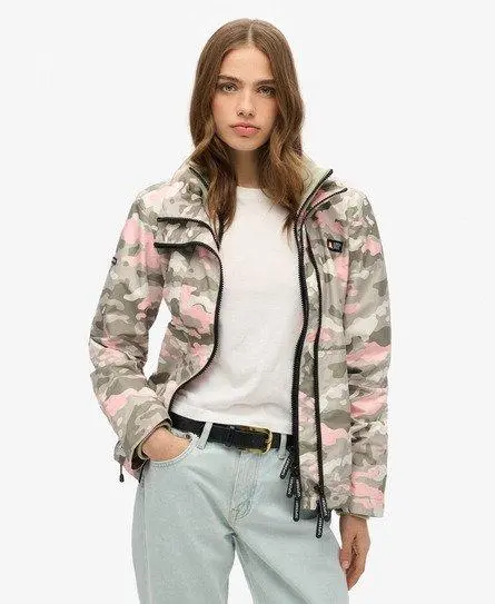 Superdry Women's Mountain Windbreaker Jacket Green / Seagrass Green Pink Camo -