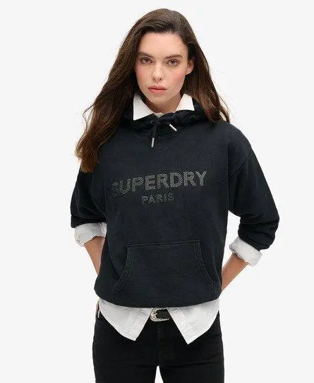 Superdry Women's Sport Luxe Loose Hoodie Black -