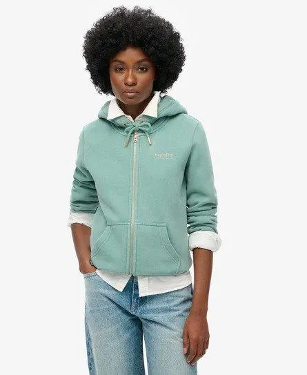 Superdry Women's Essential Logo Zip Hoodie Blue / Oil Blue -