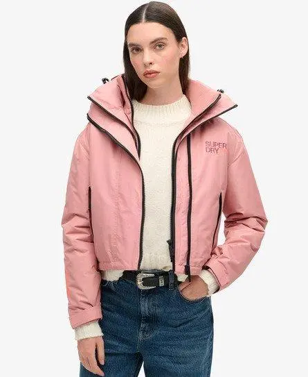 Superdry Women's Hooded Embroidered Windbreaker Jacket Pink / Ash Rose -