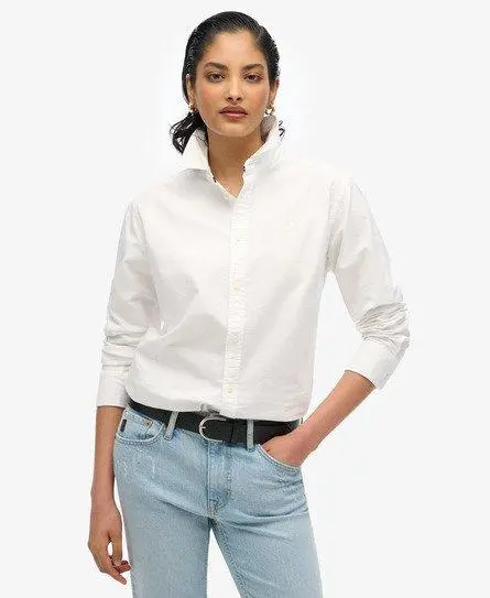 Superdry Women's Slim Oxford Long Sleeve Shirt White / Optic White Oxford - 