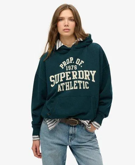 Superdry Women's Athletic Essentials Relaxed Hoodie Green / Dark Pine Green - 