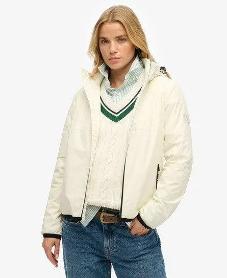 Superdry Women's Hooded Logo Windbreaker Jacket White / Off White -