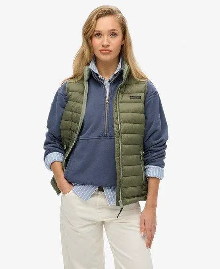 Superdry Women's Fuji Lite Padded Gilet Green / Dusty Olive Green -