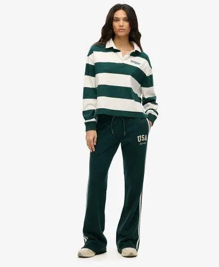 Superdry Women's Athletic Essentials Stripe Flare Joggers Green / Dark Pine Green -