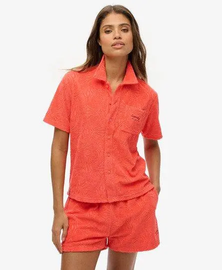 Superdry Women's Country Club Towelling Shirt Coral / Pastelline Coral -